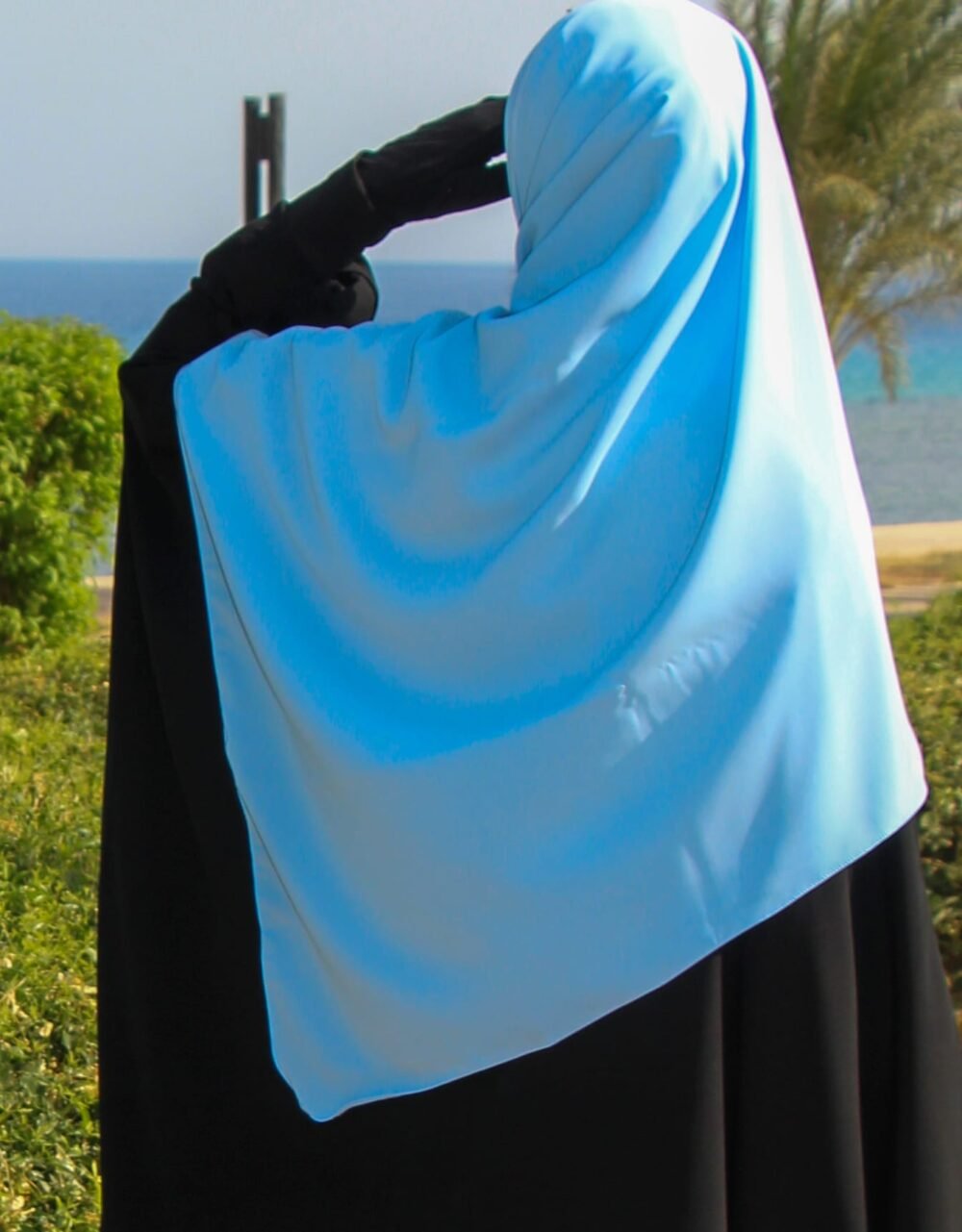 Voile bleu ciel- femme musulmane