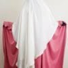 Khimar blanc 1 voile avec abaya nidha rose - femme musulmane