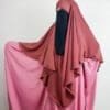 Khimar brique 1 voile avec abaya nidha rose- femme musulmane