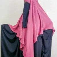 Khimar rose 1 voile avec abaya nidha verte- femme musulmane