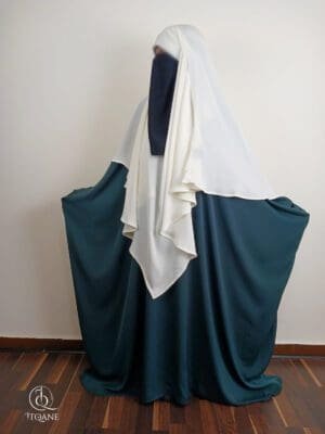 Abaya nidah verte face- femme musulmane