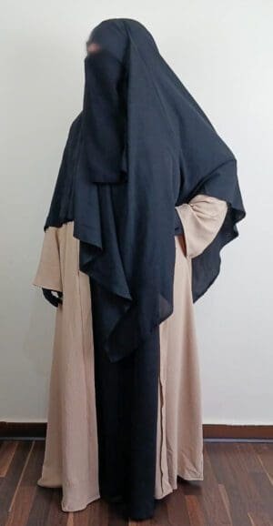 Abaya kimono beige face - femme musulmane