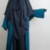 abaya kimono bleu - femme musulmane