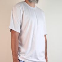 T-shirt blanc long col rond - 100% coton