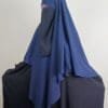Khimar bleu roi 1 voile avec abaya noir- femme musulmane