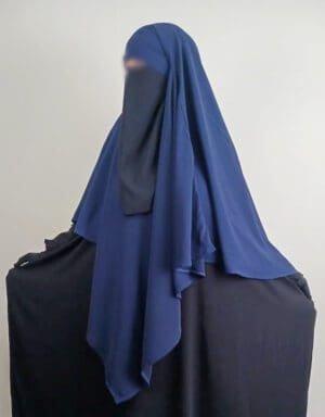 Khimar bleu roi 1 voile avec abaya noir- femme musulmane