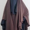Khimar marron 1 voile avec abaya noir- femme musulmane
