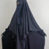 Khimar noir 1 voile avec abaya noir- femme musulmane