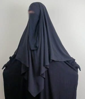 Khimar noir 1 voile avec abaya noir- femme musulmane