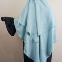 Khimar bleu 2 voiles - femme musulmane