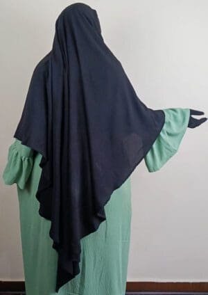 Khimar bleu nuit 1 voile jazz avec abaya verte- femme musulmane
