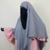 Khimar gris 1 voile avec abaya rose- femme musulmane