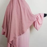 Khimar rose 1 voile avec abaya rose- femme musulmane