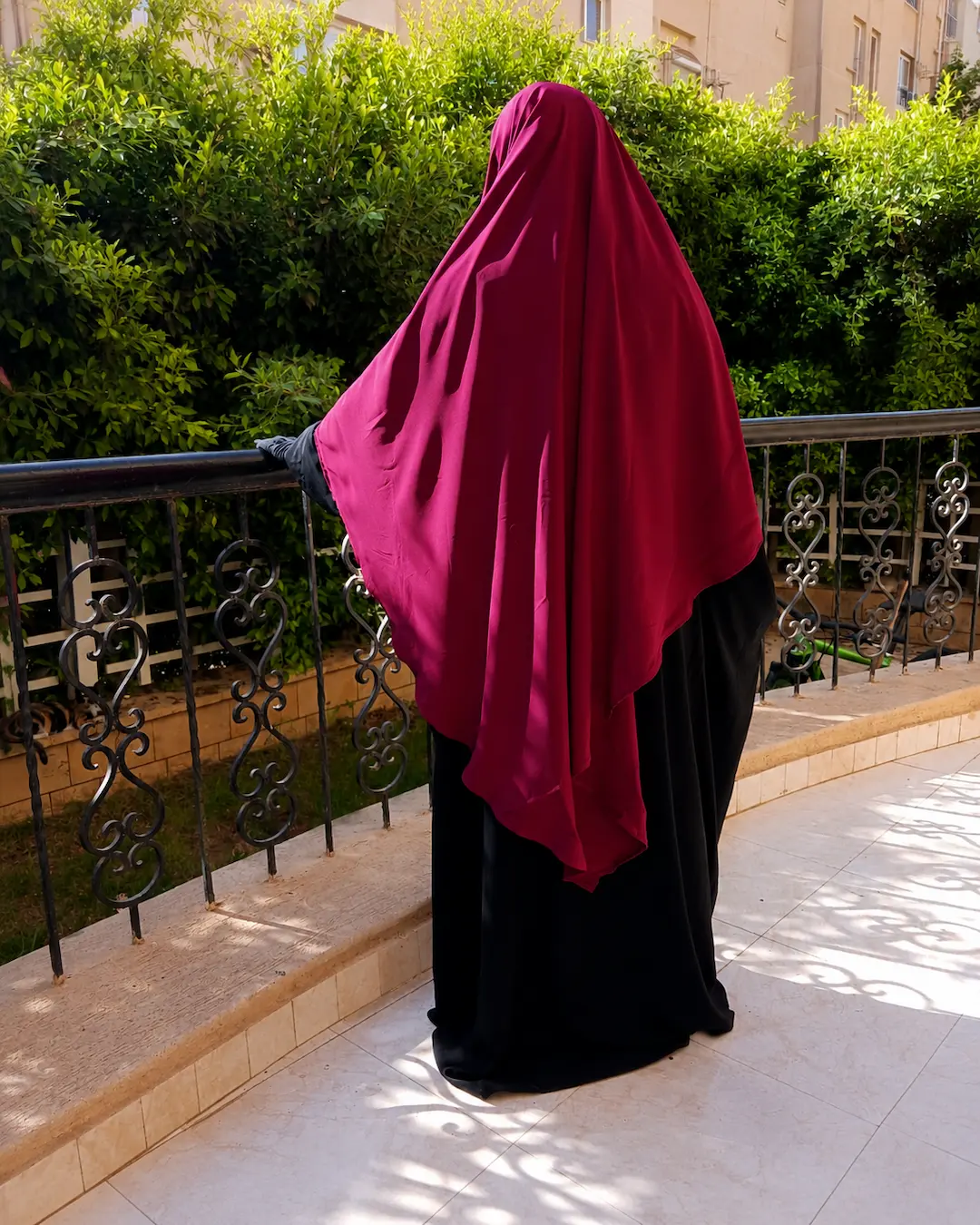 Khimar whool peach 1 voile rouge