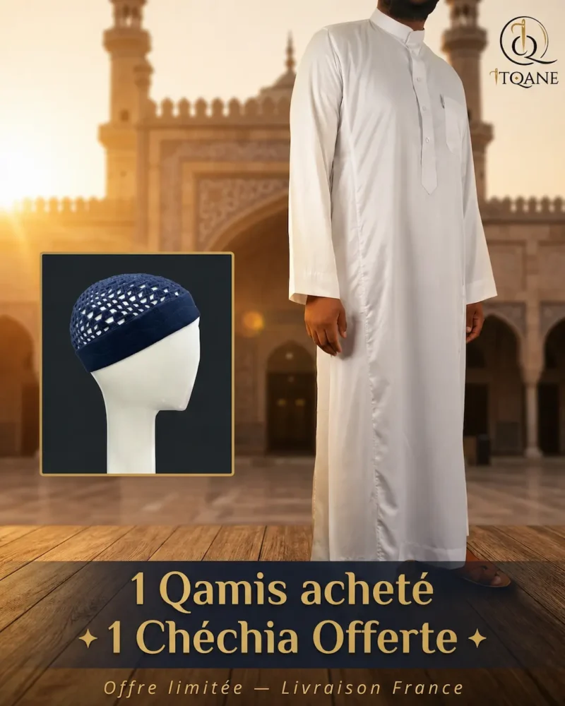 Qamis Homme Col Fermé | Gris, Or, Blanc, Noir