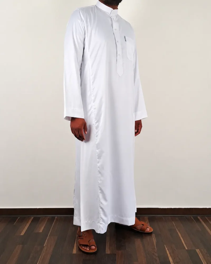 Qamis blanc col fermé