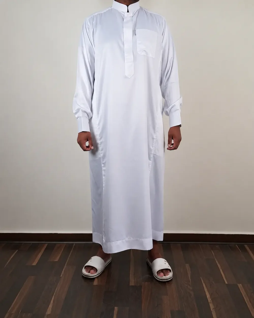 Qamis blanc col ouvert