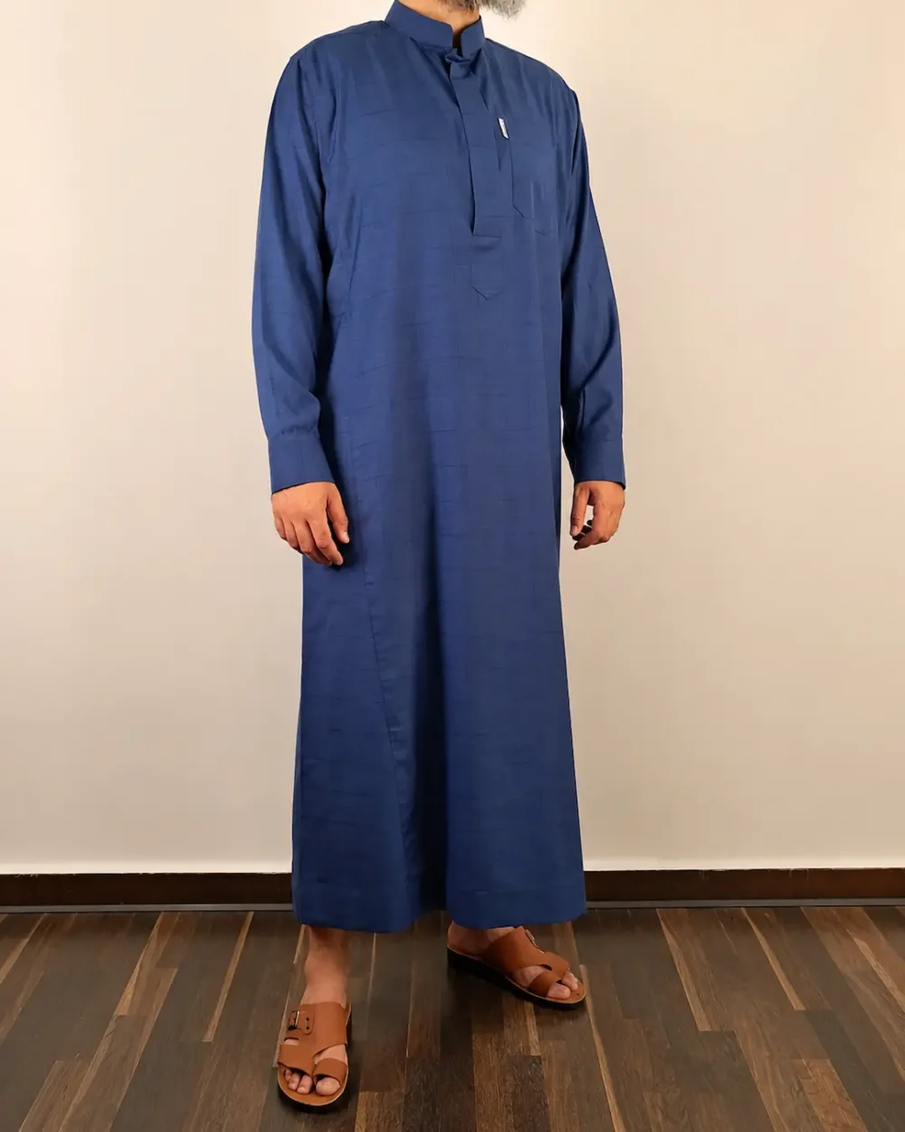 Qamis bleu col ouvert